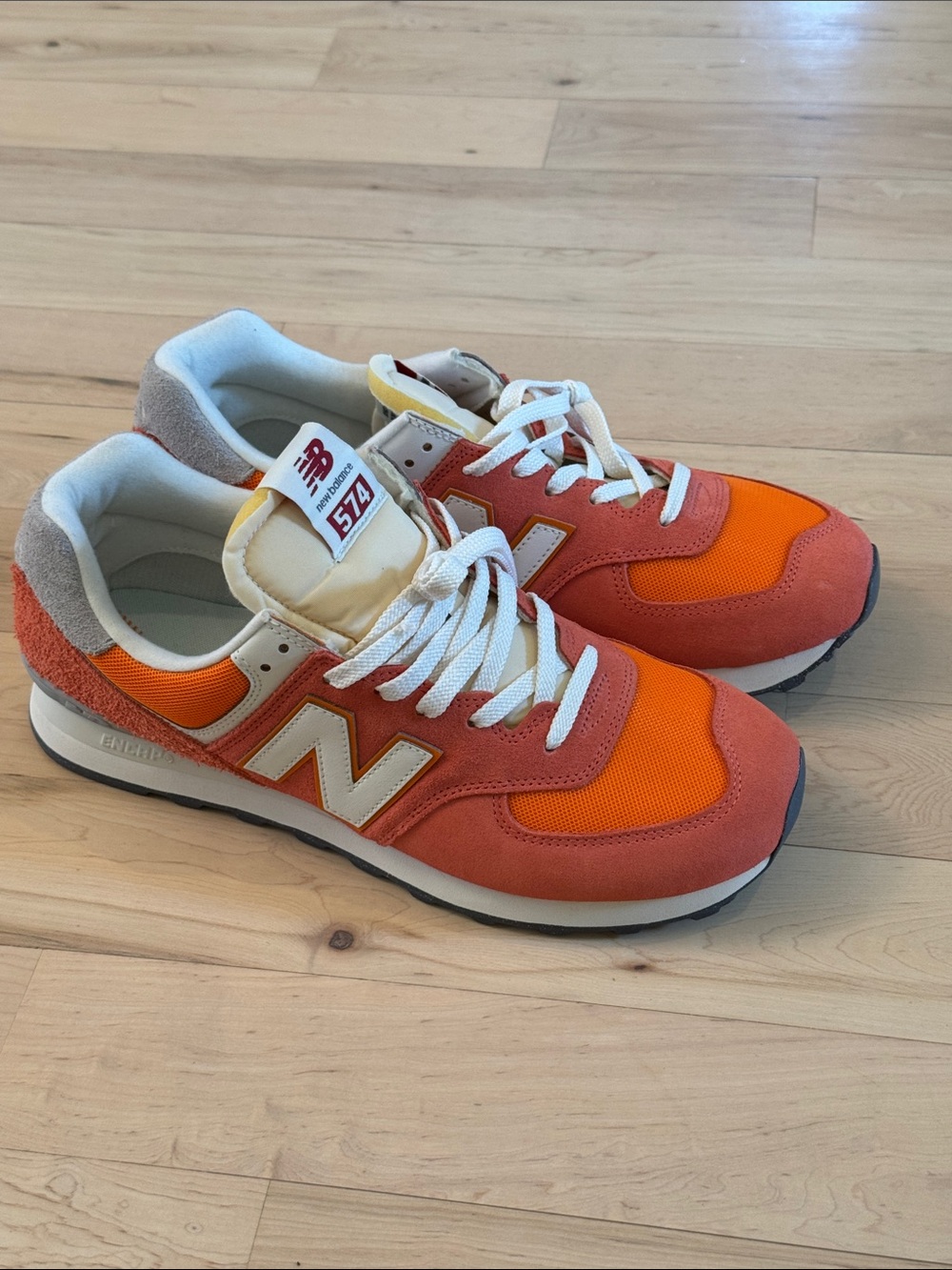 Mens New Balance 574 Athletic Shoes Sneakers-Orange-Athleisure-New-Size 11